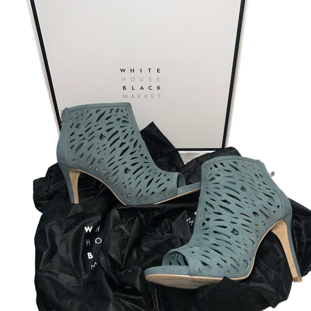 White House Black Market Teal Cutout Heels